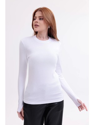 Yade Fashion Parmak Detaylı Bisiklet Yaka Body