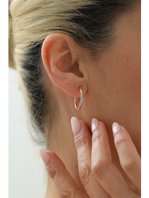 Yavuz Kuyumculuk 14 Ayar Altın Üç Renk Desenli Halka Küpe