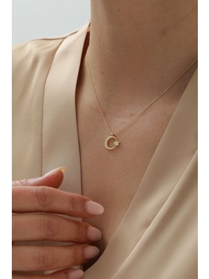 Yavuz Kuyumculuk 14 Ayar Altın Ay Yıldız Kolye