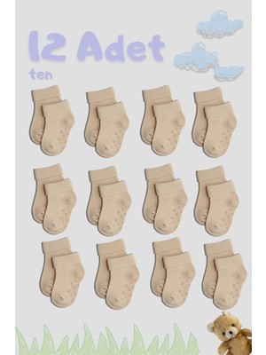 Cnt Erkek / Kız Bebek Kaydırmaz Pamuklu Yumuşak Çorap – 12’li Paket