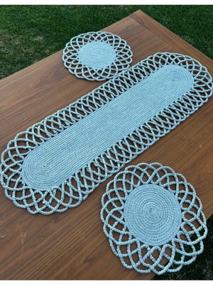 Home İnn 2 Kişilik Sofra Seti Hasır Görünümlü Amerikan Servis- Runner