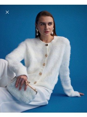 Dilvin Yün Karışımlı Düğmeli Triko Hırka