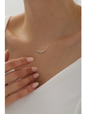 Yavuz Kuyumculuk 14 Ayar Altın Yarı Taşlı Oval Kolye