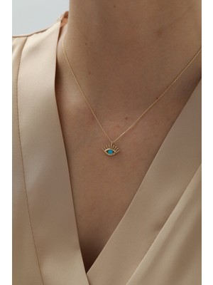 Yavuz Kuyumculuk 14 Ayar Altın Nazar Boncuğu Göz Kirpik Kolye