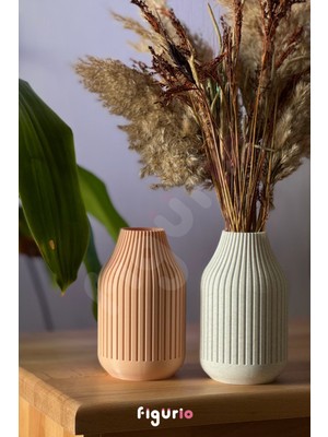 PremiumPort Modern Şık ve Dekoratif 2'li Plastik Vazo Seti