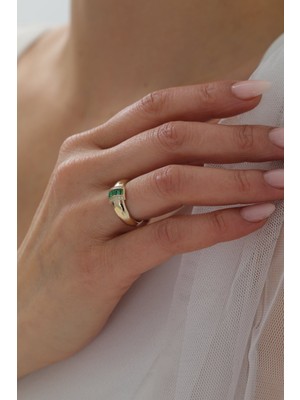 Yavuz Kuyumculuk 14 Ayar Altın Zümrüt Baget Yüzük