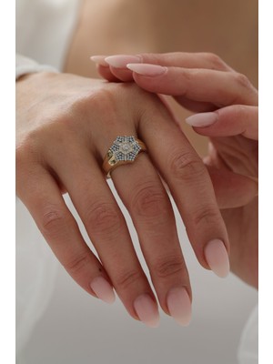 Yavuz Kuyumculuk 14 Ayar Altın Altıgen Trapez Yüzük