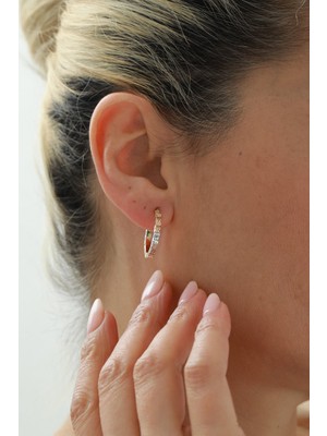 Yavuz Kuyumculuk 14 Ayar Altın Üç Renk Kalemli Halka Küpe