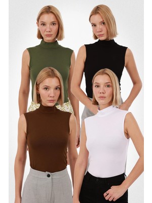 Yade Fashion Kadın Kolsuz Bluz 4’lü Set