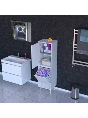 modilayn Ilkim Sepetli ve Raflı Çok Amaçlı Banyo Dolabı 14 Farklı Ölçü Seçeneği