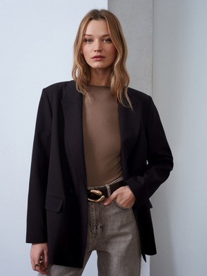 Dilvin 60767 Blazer Ceket-Acı Kahve