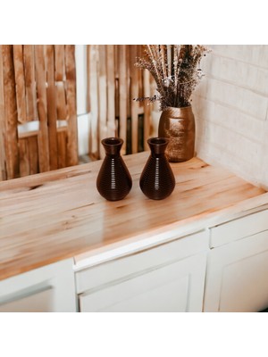 PremiumPort Iki Adet Siyah Cam Vazo, Şık ve Zarif Dekorasyon Unsuru