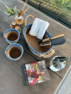 Home İnn 3'lü Düzenleyici Sepet Set Leke Tutmaz Mavi -Natural