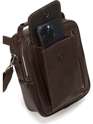 Newish Erkek Mekanizmalı Cüzdan ve Deri Kapaklı Omuz El Çantası (17X22CM) - NEW337