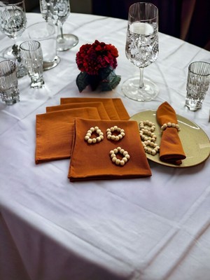 PremiumPort Premium Tarçın Peçete Takımı 6'lı, 40X40 Cm, Toka Hediye