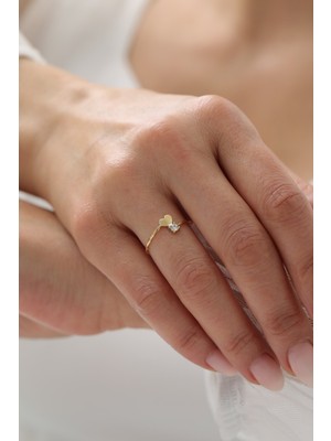 Yavuz Kuyumculuk 14 Ayar Altın Tektaş Kalp Yüzük