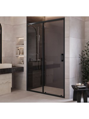 Monaqua Arteko Duşakabin Ön Cephe, 1 Sabit 1 Kayar - Antrasit Profil - Şeffaf 5mm Cam