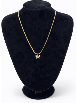 Pangu Altın Renk Fiyonk Figürlü Çelik Kolye