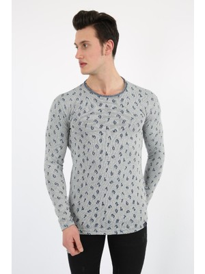 buğrahayalin Rakam Baskılı Sıfır Yaka Erkek Günlük Sweatshirt