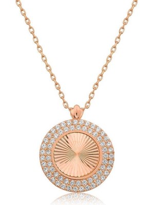 Özcömert Silver Gümüş Rose Oval Fırfır Bayan Kolye
