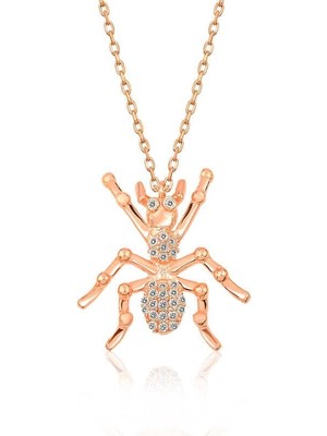 Özcömert Silver Gümüş Rose Örümcek Bayan Kolye