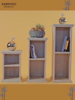 Sarenzo Yan Sehpa 3'lü, Traverten Yan Sehpa