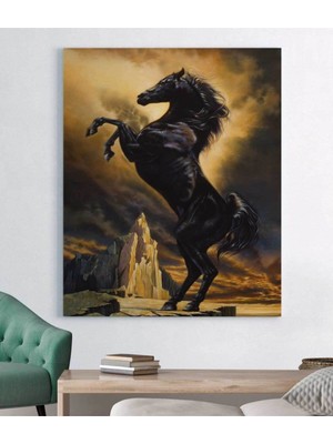 PremiumPort Şık Siyah Atlı Kanvas Tablo, Modern Dekor Için Harika Bir Seçim
