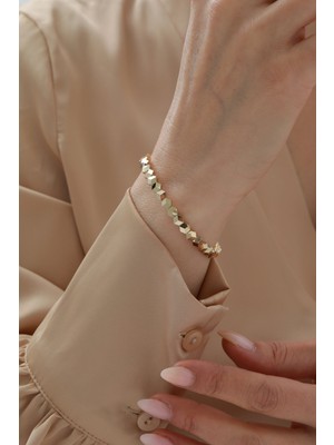 Yavuz Kuyumculuk 14 Ayar Altın Altıgen Modern Kelepçe