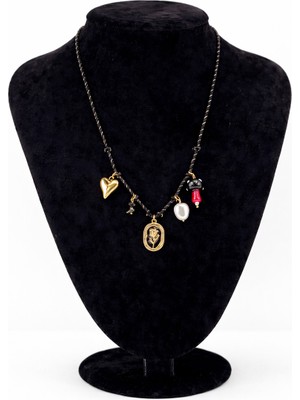 Pangu Siyah Örgü Ipli Charm Tasarımlı Kolye