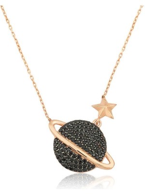 Özcömert Silver Gümüş Rose Gezegen Bayan Kolye