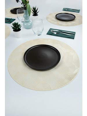 PremiumPort 6'lı Yuvarlak Desenli Supla Amerikan Servis Seti 38 Cm, Şık ve Pratik