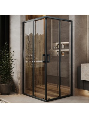 Monaqua Arteko Duşakabin Kare - Antrasit Profil - Şeffaf 5mm Cam