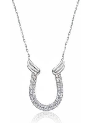 Özcömert Silver Gümüş Zirkon Taşlı Nal Kadın Kolye