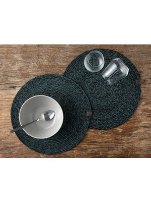 PremiumPort Yeşil Renkli Pamuk Amerikan Servis Takımı 2'li, 35 Cm, Şık ve Kaliteli