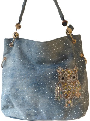 Guja C1081 Kadın Büyük Boy Taşlı Ithal Denim Çanta