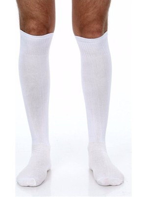 Feyza Design Beyaz Uzun Futbol Çorabı 40-45 Cm, Konç Tasarımı, Rahat ve Şık Kullanım