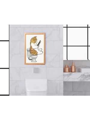 PremiumPort Modern Ahşap Çerçeveli Banyo Tablosu, Çift Taraf Bant ve Dübelli