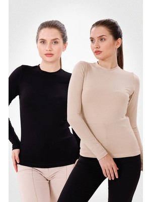 Yade Fashion Uzun Kol Bisiklet Yaka Body 2\'li Set