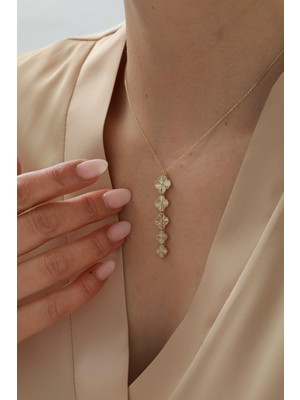 Yavuz Kuyumculuk 14 Ayar Altın Yonca Kolye Beşli