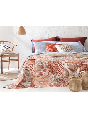 PremiumPort Golden Orient Patchwork Çift Kişilik Çift Taraflı Yatak Örtüsü 200X220 cm