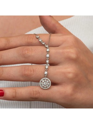 Özcömert Silver Gümüş Sıralı Zirkon Taşlı Çiçek Kadın Kolye