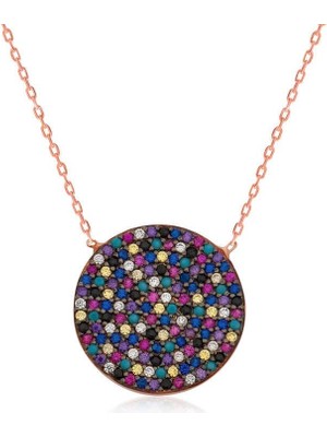 Özcömert Silver Gümüş Renkli Taşlı Bayan Kolye