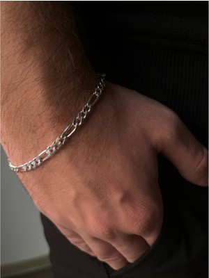 Moda Gümüş 925 Gümüş Figaro Zincir Bileklik 3 mm