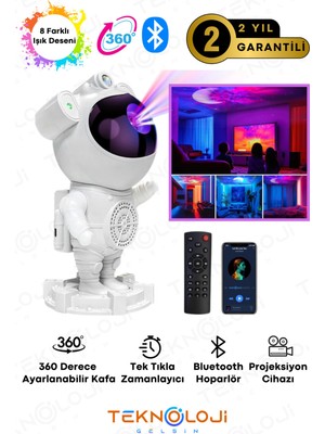 PremiumPort Yıldız ve Galaksi Projeksiyon Gece Lambası, Uzay Temalı Işıklı Projektör