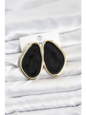 Callerrons Accessories Pirinç Siyah Mineli Damla Model Vintage Plaka Kadın Küpe - EBJ260123W39102