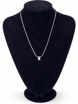 Pangu Gümüş Renk Taşlı Minimal Çelik Kolye