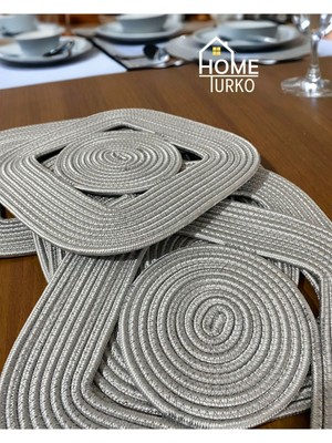 PremiumPort Doğal Jüt ve Hasır Dekoratif Amerikan Servis Takımı Seti