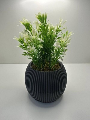 PremiumPort Mini Saksıda Afrika Zambağı Yapay Bitki, Dekoratif 18 cm Taş Yosunlu