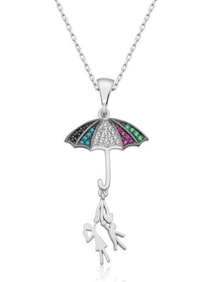 Özcömert Silver ​gümüş Şemsiye Tutan Aşıklar Kadın Kolye