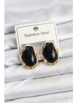 Callerrons Accessories Siyah Damla Model Pirinç Vintage Kadın Küpe - EBJ260123W39118